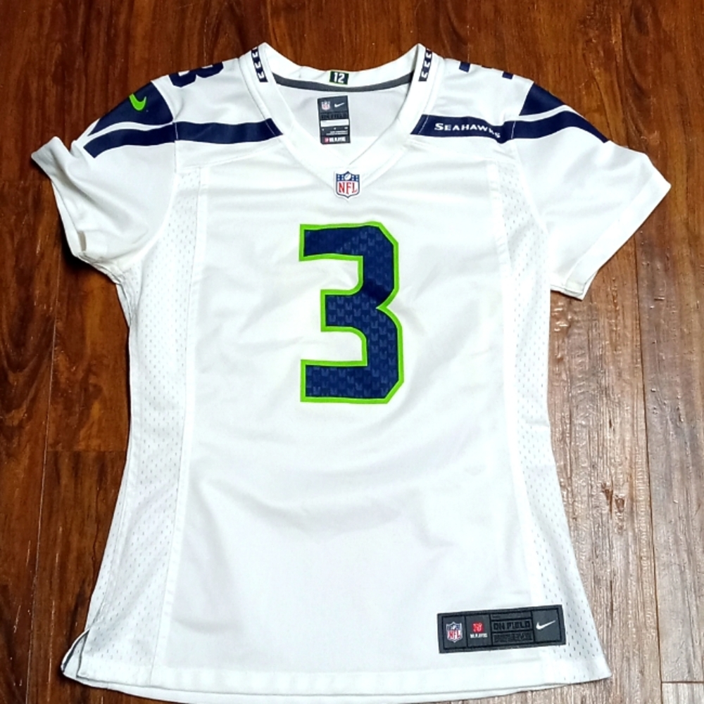 Nike NFL On-Field Seattle Seahawks Russell Wilson Grey Jersey Women’s S 12